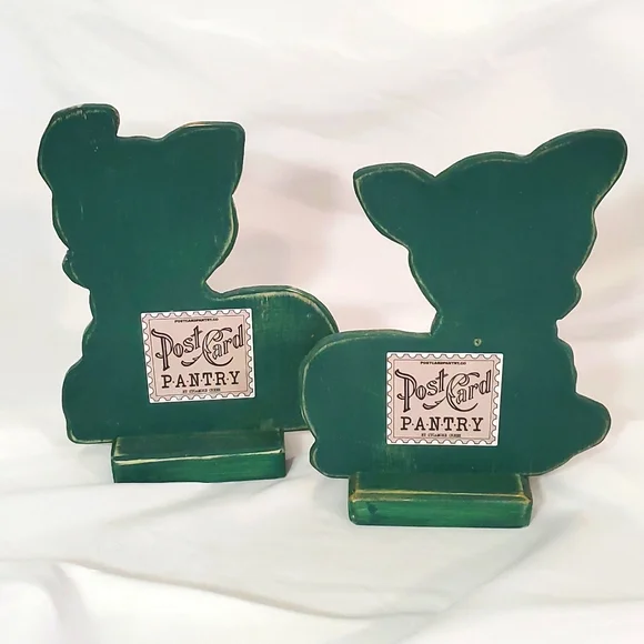 Vintage PostCard Cut-Out Christmas  Decor Left/Right Facing Wooden Fawn Charming - Picture 5 of 7